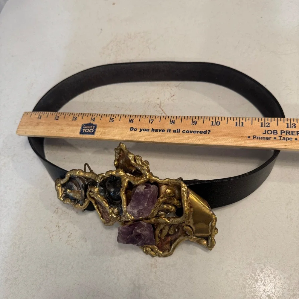 Carvalho's Rio Amethyst Sculptural Belt Women S Black Gold Brutalist Statement